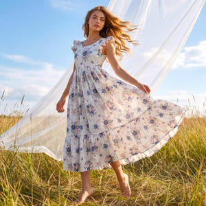 smocked graduation dress Girls Spring Dress Little Kids Chiffon Ruffle Mini Square Neck Sleeve Short Smocked Graduation Dress For Girls Size 5-6T