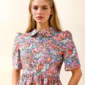 Liberty London Maxi Shirt Dress: Ditsy Floral Print Cotton Tana Lawn