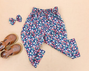 Pantalon d'été Liberty London pour enfants avec taille élastique à volants en coton soyeux confortable tana