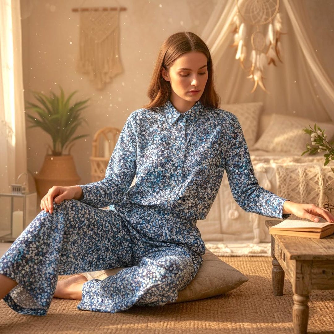 Liberty London Cotton Pajama Set, Ditsy Floral Print, Wide Leg - Etsy
