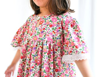 Robe fille Liberty London | Robe fille à fleurs | Robe soleil d'été fille | Robe imprimée fleuri fille | Robe en coton pour enfant | Robe fleurie pour bébé