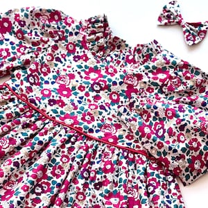 Liberty Long Sleeve Dress, Ruffle Collar Dress, Ditsy Floral, Botanical Dress, Back To School, Liberty Girl Dress, Liberty Baby Clothing