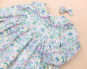 Robe fille Liberty London | Robe fille à fleurs | Robe soleil d'été fille | Robe imprimée fleuri fille | Robe en coton pour enfant | Robe fleurie pour bébé