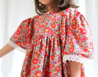 Robe fille Liberty London | Robe fille à fleurs | Robe soleil d'été fille | Robe imprimée fleuri fille | Robe en coton pour enfant | Robe fleurie pour bébé