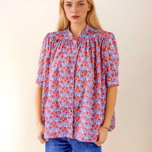 Liberty Print Blouse, Mandarin Collar Blouse, Liberty of London, Floral Print Shirt, Button Through Blouse, Liberty London Top, Floral Shirt