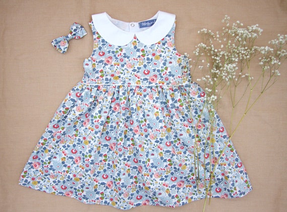 Robe fille Liberty avec col Claudine blanc Etsy France