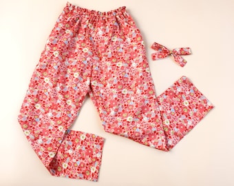 Liberty London children summer pants with ruffle elastic waist comfortable silky cotton tana lawn
