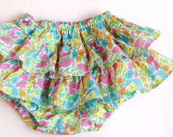 Bloomer fleuri | Liberty Londres | Maillot de bain bébé fleurs | Bas pour bébé à volants | Couvre-couche à volants | Bloomer en coton pour fille | Protège-couche