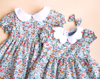 Robe fille Liberty London | Robe fille à fleurs | Robe soleil d'été fille | Robe imprimée fleuri fille | Robe en coton pour enfant | Robe fleurie pour bébé