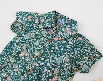 Liberty London print boy shirt button through short sleeves- made with Liberty of London fabrics