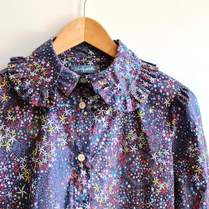 Liberty Dress Shirt, Liberty Print Blouse, Peter Pan Collar, Ruffle Trim Collar, Liberty London Shirt, Long Sleeve Shirt, Floral Print Shirt