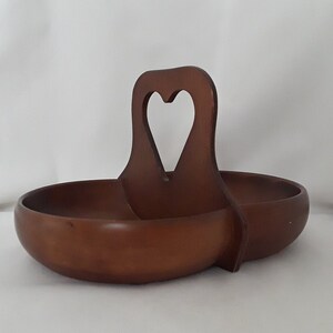 Handmade Wooden Serving Bowl ~ Two-Section, Handturned Solid Walnut, Farmhouse Country Primitive