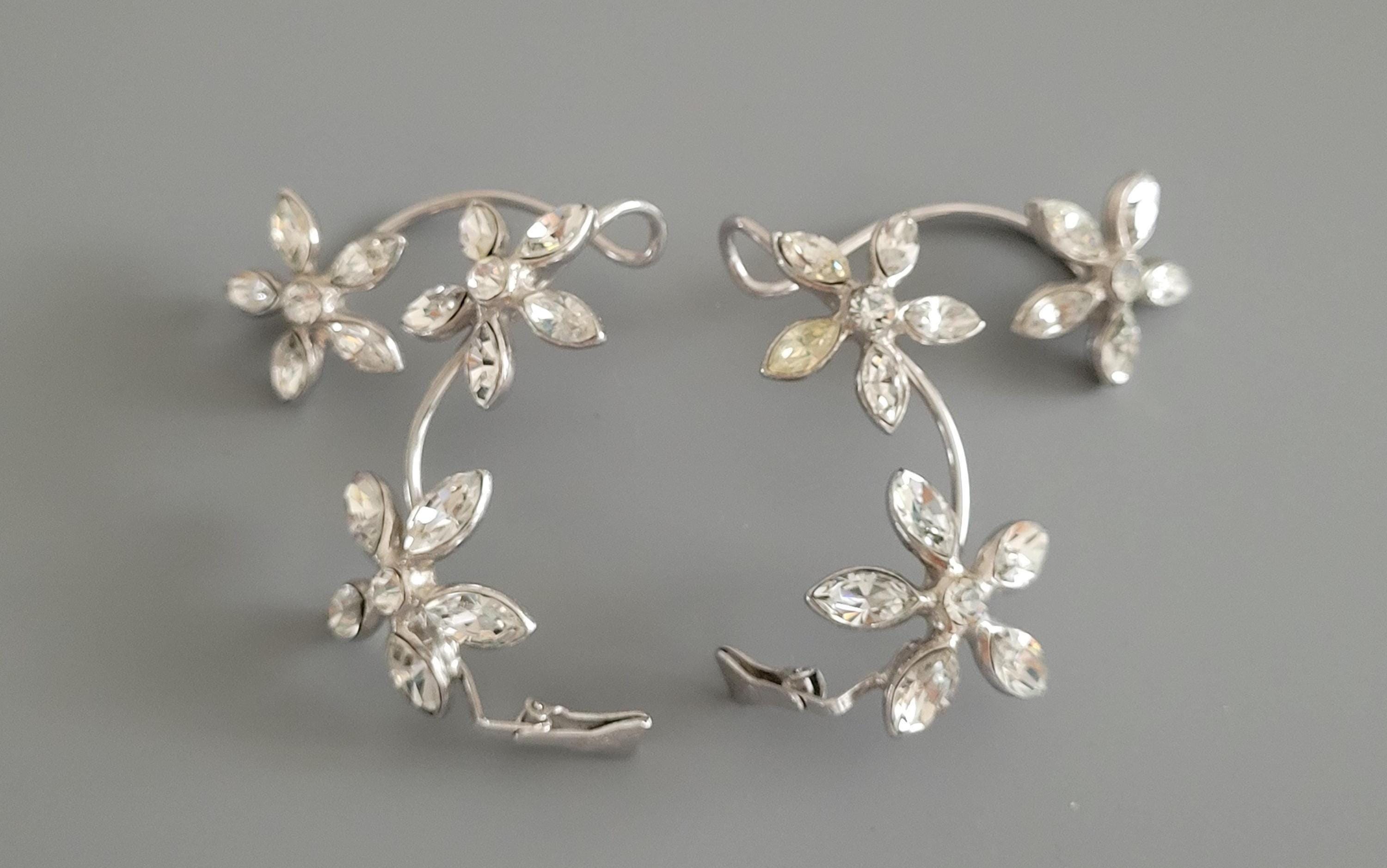 Vintage Rhinestone Ear Wraps ~ Fit Around the Ear, Clip On Above the Ear Lobe, Eugene Morehouse 1930's Patent