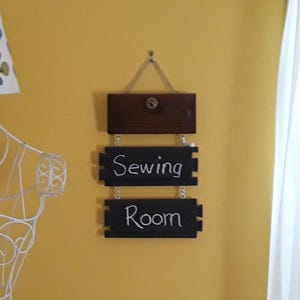 Upcycled Sewing Cabinet Drawer ~ Chalkboard Wall Hanging w/Solid Walnut Front w/Working Lock & Key