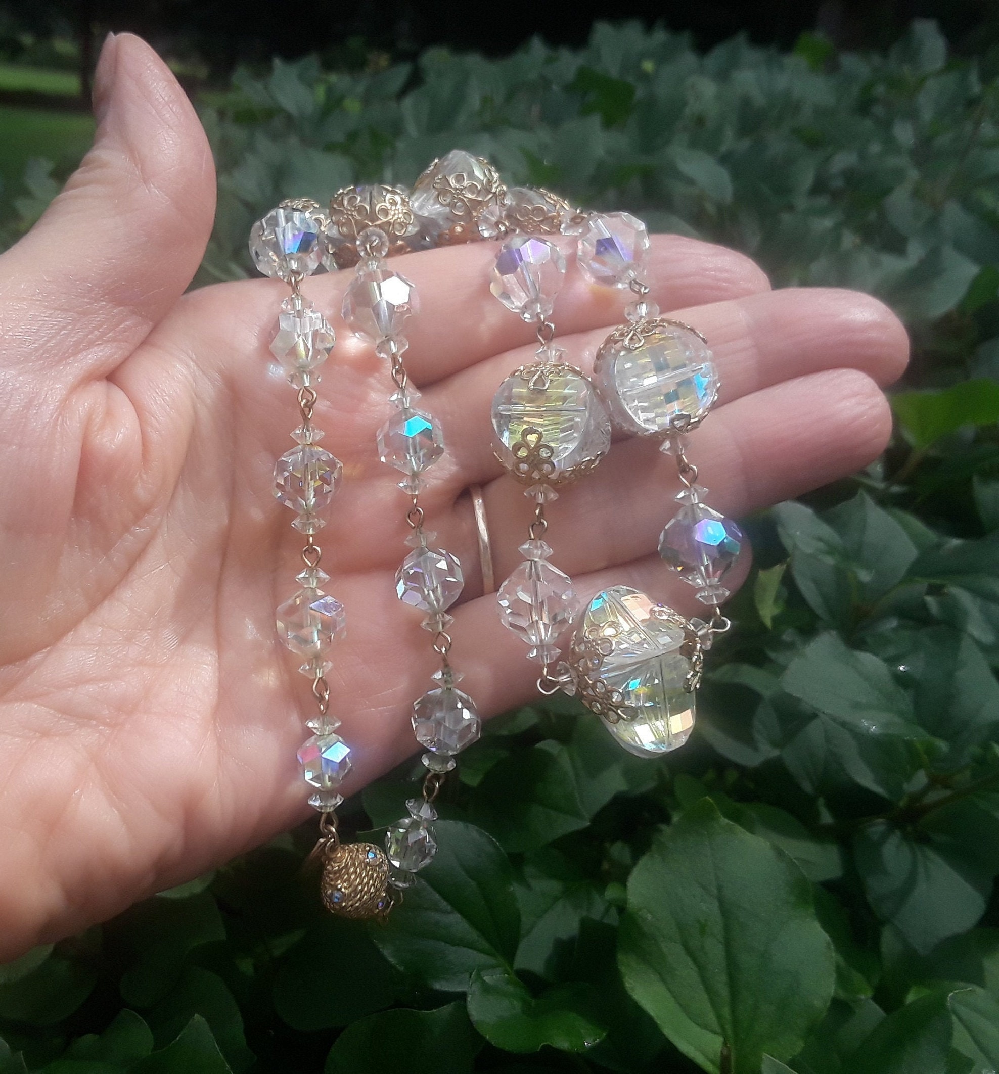 Vintage aurora borealis necklace sale