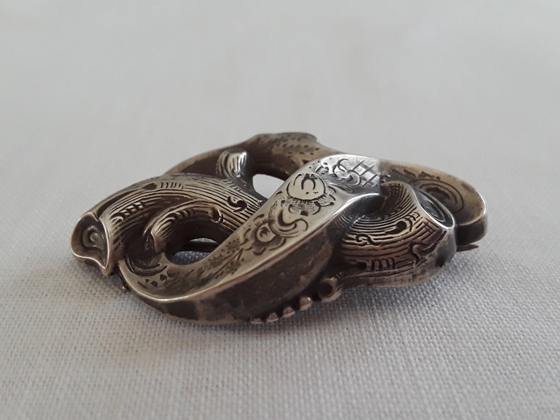 Exceptional!! Antique Silver Victorian Snake on Tree Branch Silver Brooch ~ Eternal Love from the 1800/'s