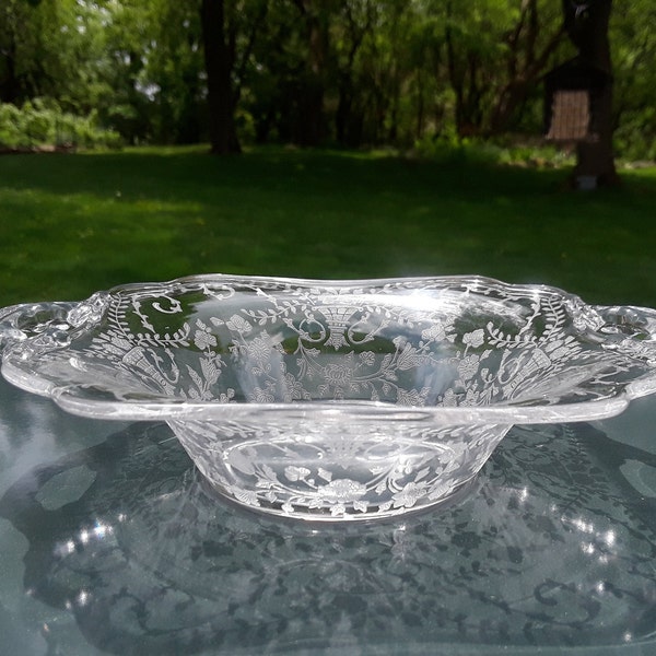 Vintage Cambridge "PORTIA" 7" Glass Bowl ~ 2-Handled, HALLMARKED, and Gorgeous!!!