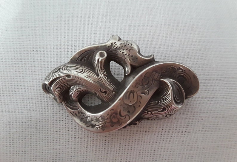 Exceptional!! Antique Silver Victorian Snake on Tree Branch Silver Brooch ~ Eternal Love from the 1800/'s