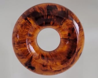 Vintage Bakelite Catalin Iced Tea Root Beer Swirl Circle Brooch ~ 2" Diameter, Chunky!!