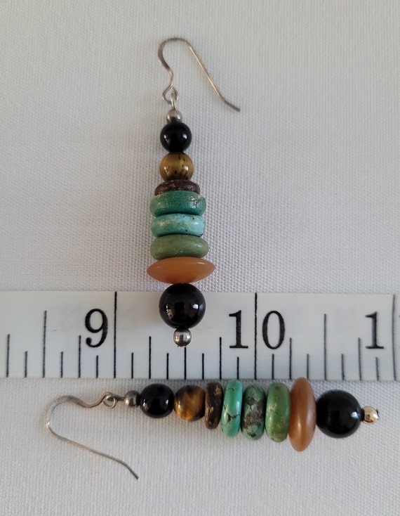 Sterling Silver and Natural Stone Drop Earrings ~… - image 5