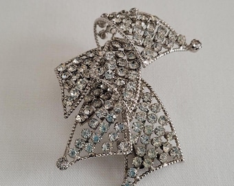 Vintage Mimi di N Silver Tone Rhinestone Brooch ~ Layers of Prong-Set Clear Rhinestones, Book Piece*, Little Black Dress Stunning!!