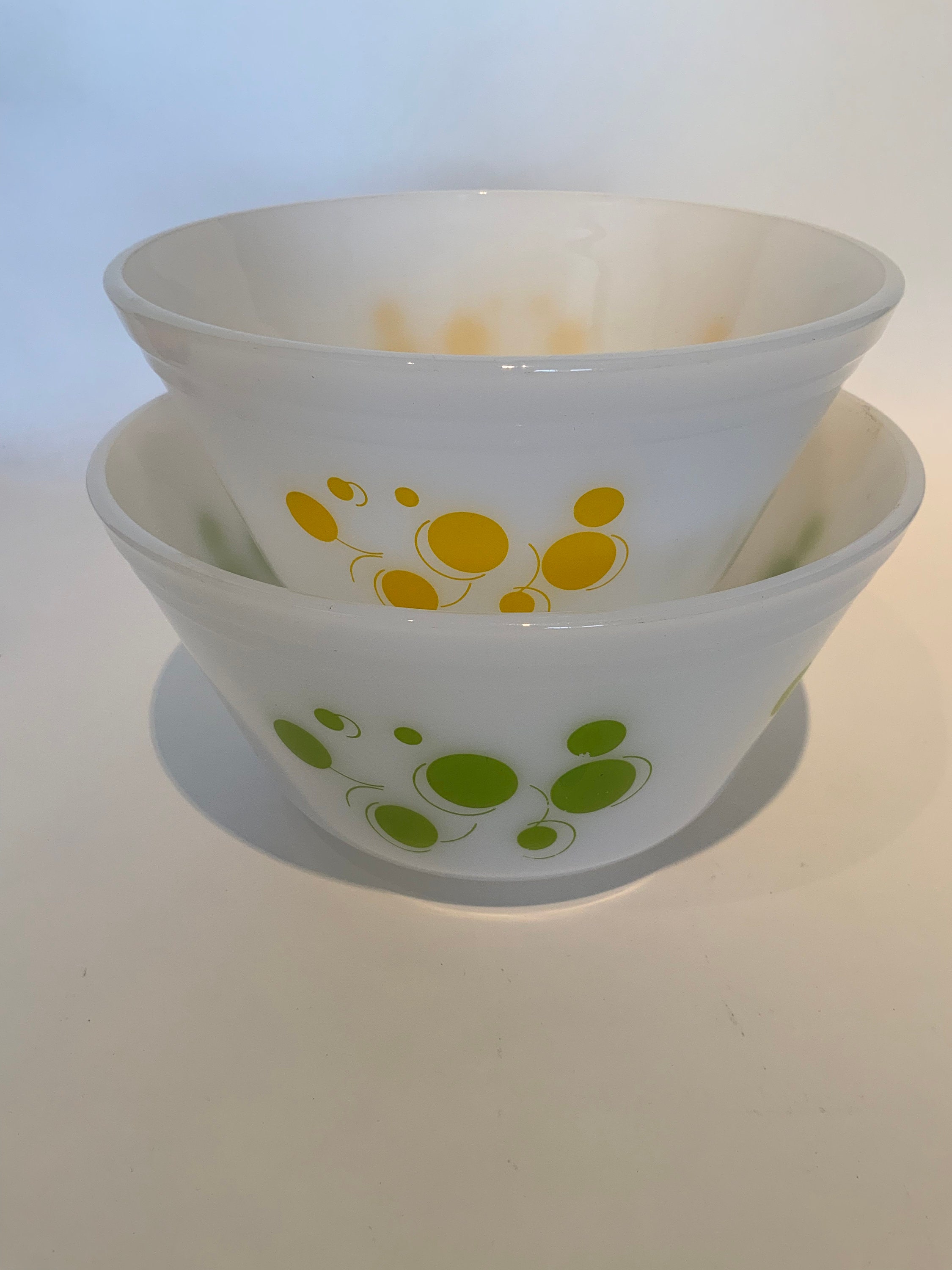 Mid-Century Federal Atomic Dot Glass Nesting Mixing Bowls - Set of