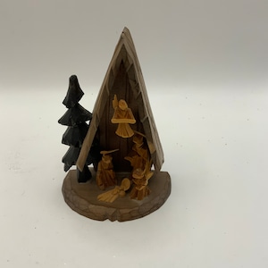 Vintage Germany Carved wood Christmas Nativity Oberammergau