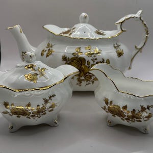 Ensemble de théière Hammersley vintage et or rose