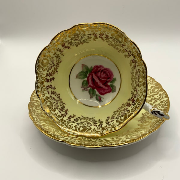 Paragon Cup and saucer yellow with rose