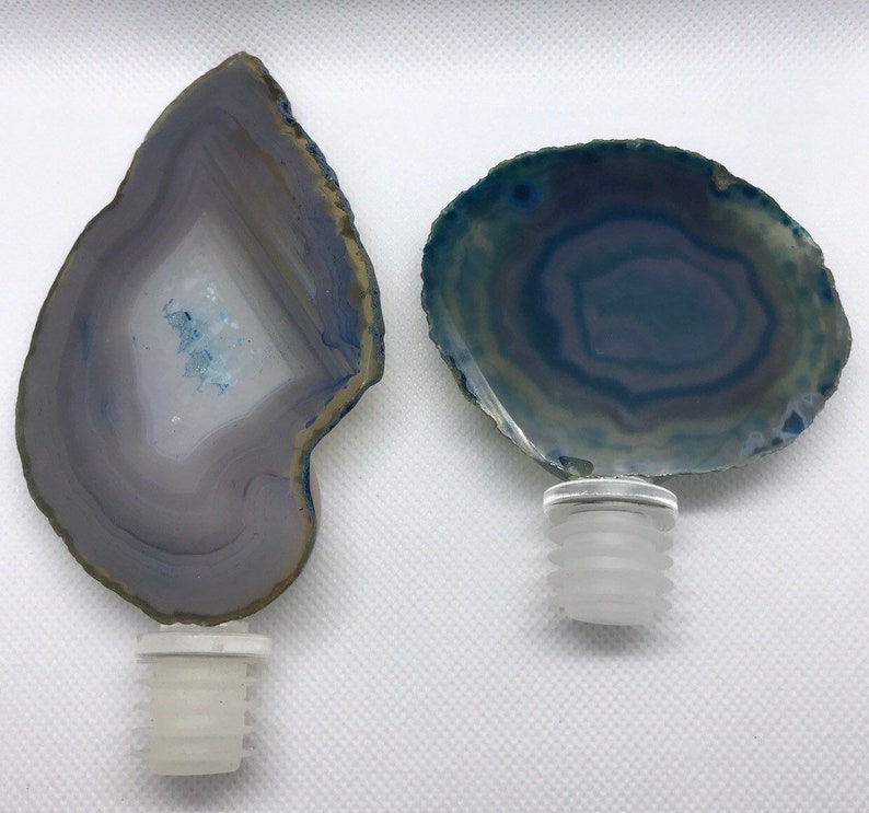 Blue agate bottle stoppers styles #1-#6