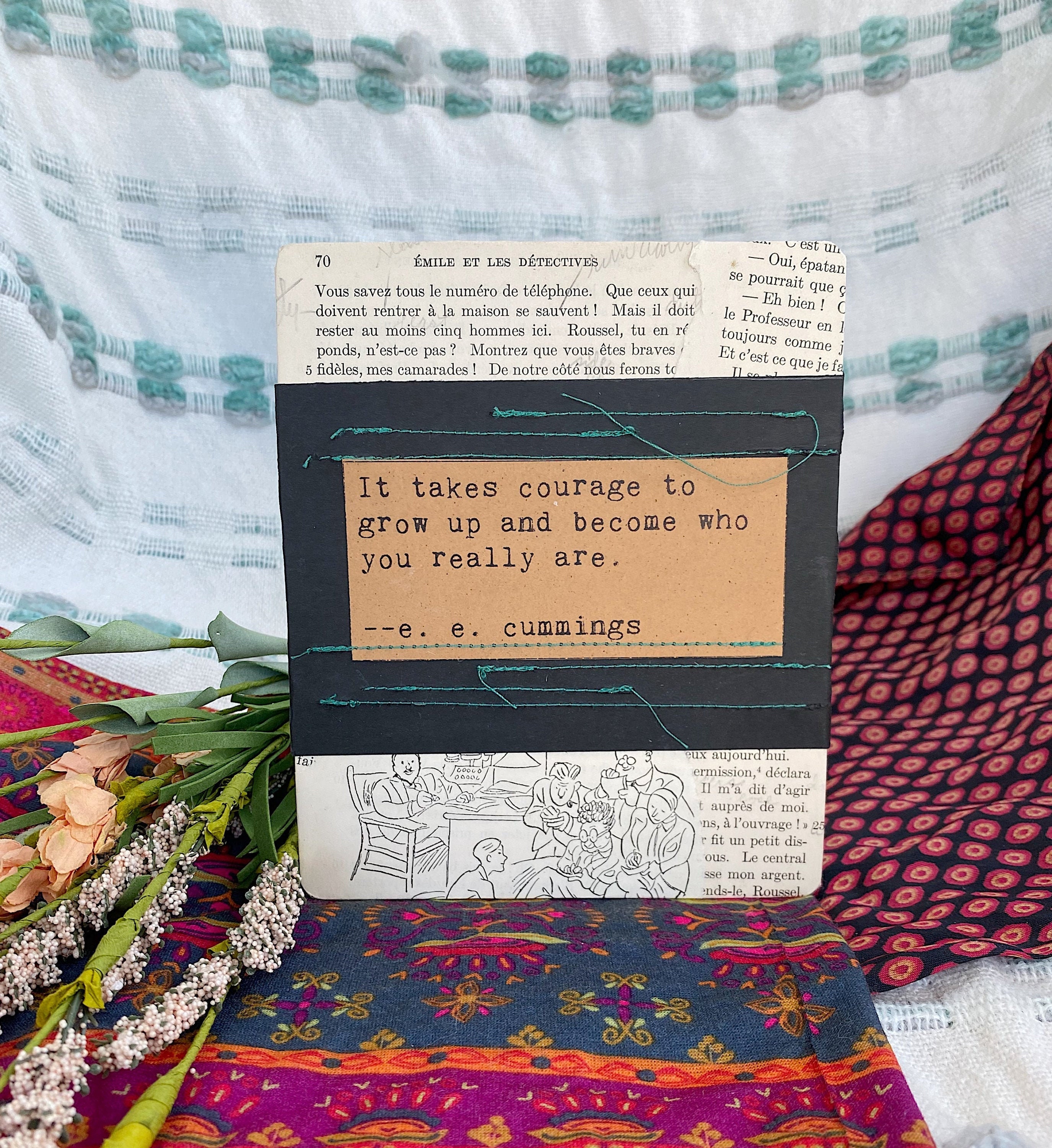 Handcrafted Wood And Paper Quote Plaque E E Cummings Quote Etsy