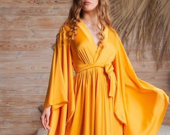 Silk dressing gown, Silk robe long, Robe maxi, Satin dressing gown, Satin robe bridesmaid, Kimono robe silk, Silk kimono long