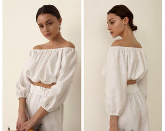 Linen set outfit, Linen crop tops for women, Linen pants wide leg, Linen clothing set for women, Linen set women, Two piece set women