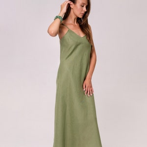 Linen spaghetti strap dress, Linen dress maxi, Linen long dress, Linen sundress women, Linen slip dress, Summer wear dress, Linen clothing