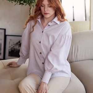 Long sleeve linen shirt, Linen blouse women, White linen blouse, Linen button up shirt, Oversized shirt women, Formal shirt, Oversized shirt image 1