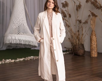 Leinen Cardigan Mantel, Lange Leinenjacke, Leinen Duster Jacke, Sommer Leinenmantel, Leinen Cardigan für Frauen, Leinen Trenchcoat,Leinenmantel Frauen