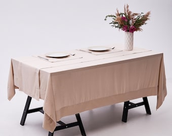 Linen wedding tablecloth rectangle, Linen tablecloth set, Washed linen tablecloth, Farmhouse tablecloth rectangle, Rustic tablecloth