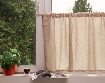 Custom cafe curtains, Organic linen curtains, Cafe curtains boho, Kitchen curtains farmhouse, Linen cafe curtains stripe, Linen valance
