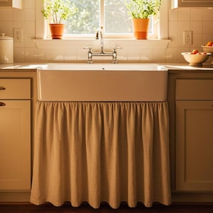 Hideaway curtain, Linen sink skirt, Linen sink curtain, Washing machine curtain, Linen shelf curtain,Curtains for cabinets,Bathroom hideaway