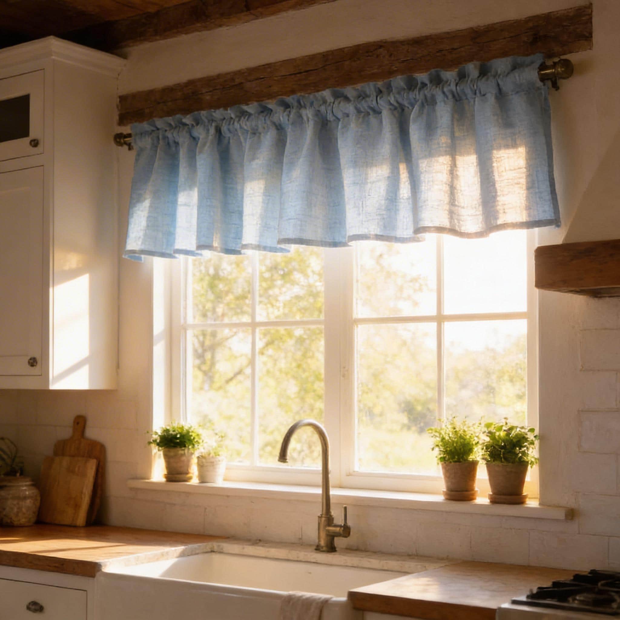 Linen Window Valance, Linen Curtain Valance, Farmhouse Window Valance ...