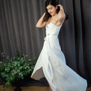 Linen wrap dress, Long linen dress, Wrap dress maxi, Organic linen dress, Linen sleeveless dress, Asymmetric dress, Wrap around dress image 1