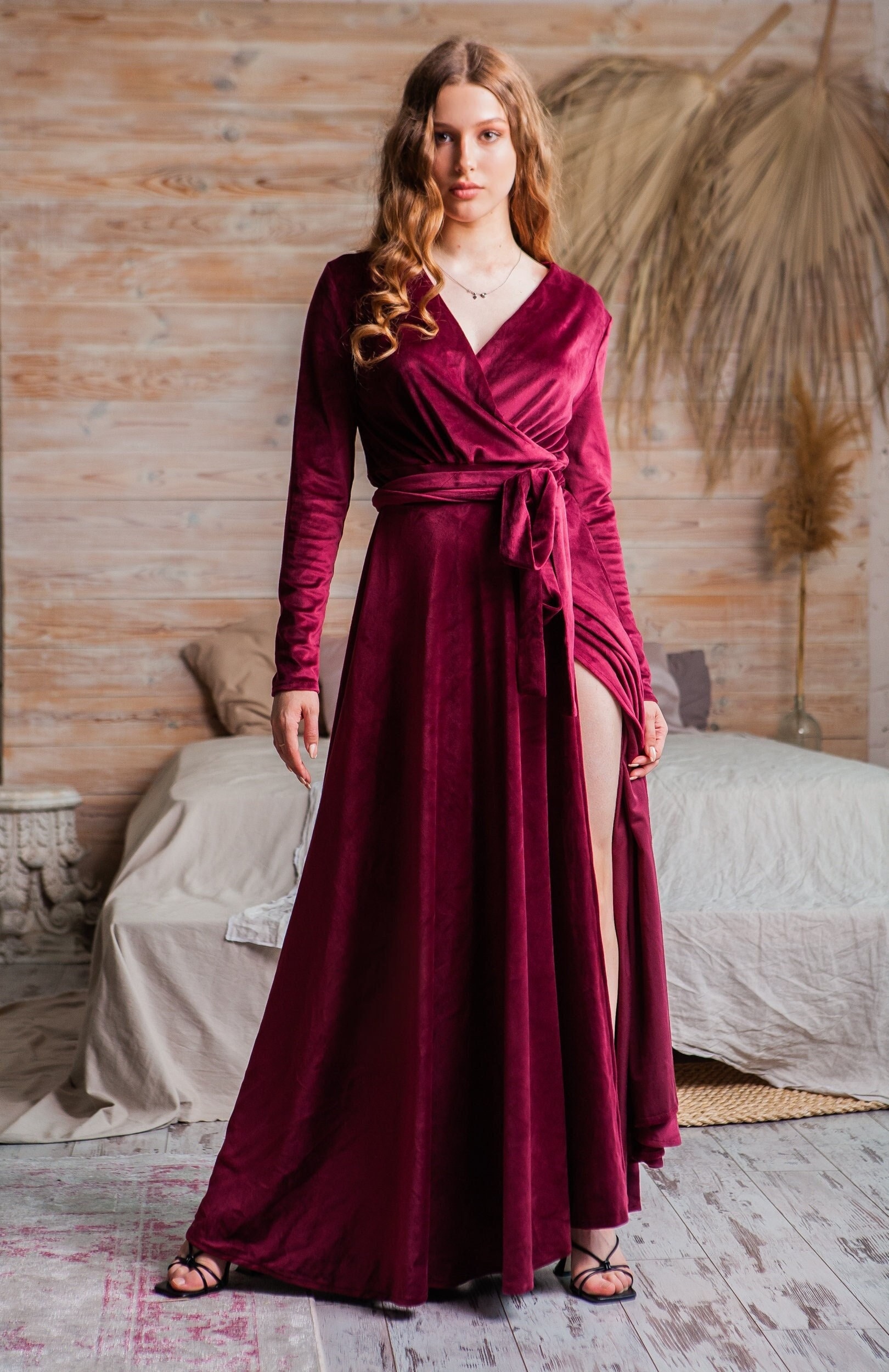 Lady Velvet Sleepwear Velour Long Nightgown Sleep Dress Nightie Victorian  Dress 