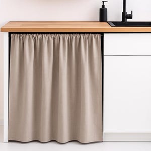 Hideaway curtain, Linen sink curtain, Linen sink skirt, Custom sink curtain, Linen shelf curtain, Kitchen hideaway curtain,Curtain for shelf