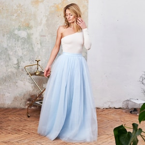 Madison Long Soft Tulle Skirt - Nimbus Grey, BLUISH, Canada — Tulle shop  with a heart