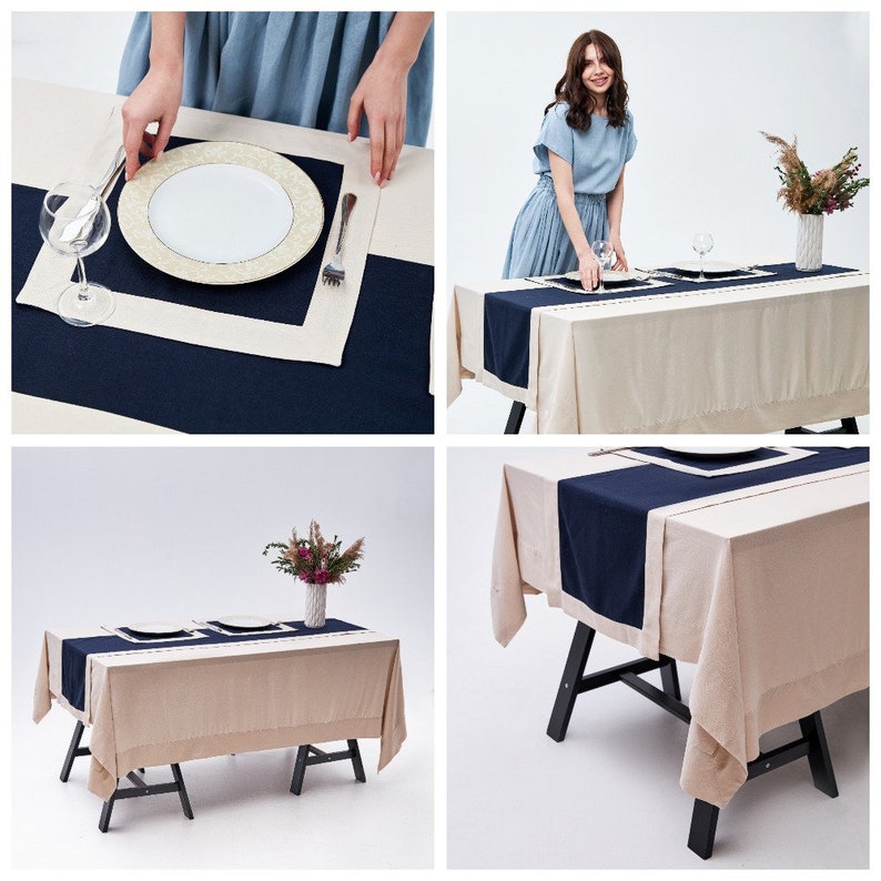 Linen tablecloth rectangle, Linen tablecloth and napkins, Washed linen tablecloth, Natural tablecloth,Rustic tablecloth,Farmhouse tablecloth image 10
