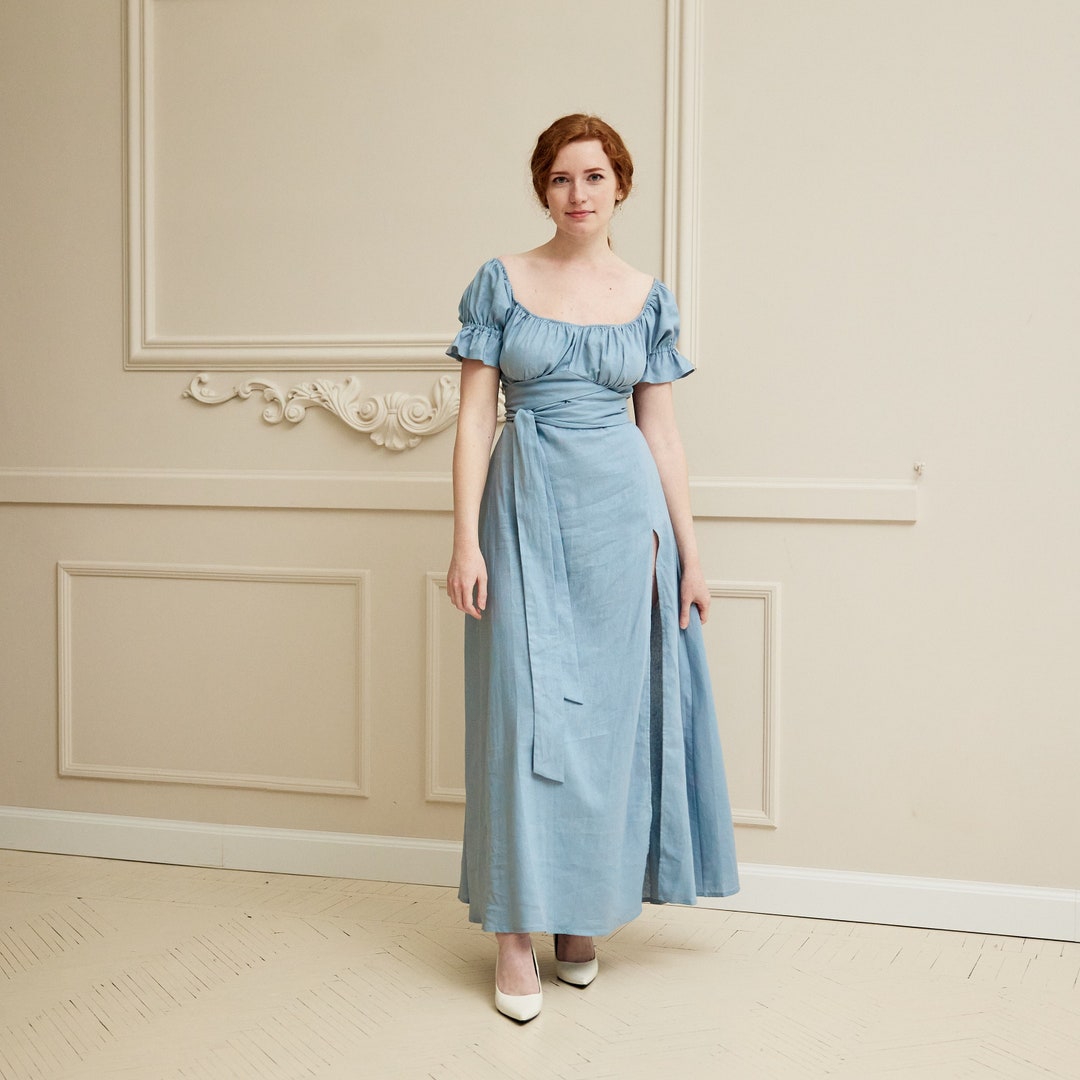 Linen slit waist dress