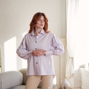 Long sleeve linen shirt, Linen blouse women, White linen blouse, Linen button up shirt, Oversized shirt women, Formal shirt, Oversized shirt image 2