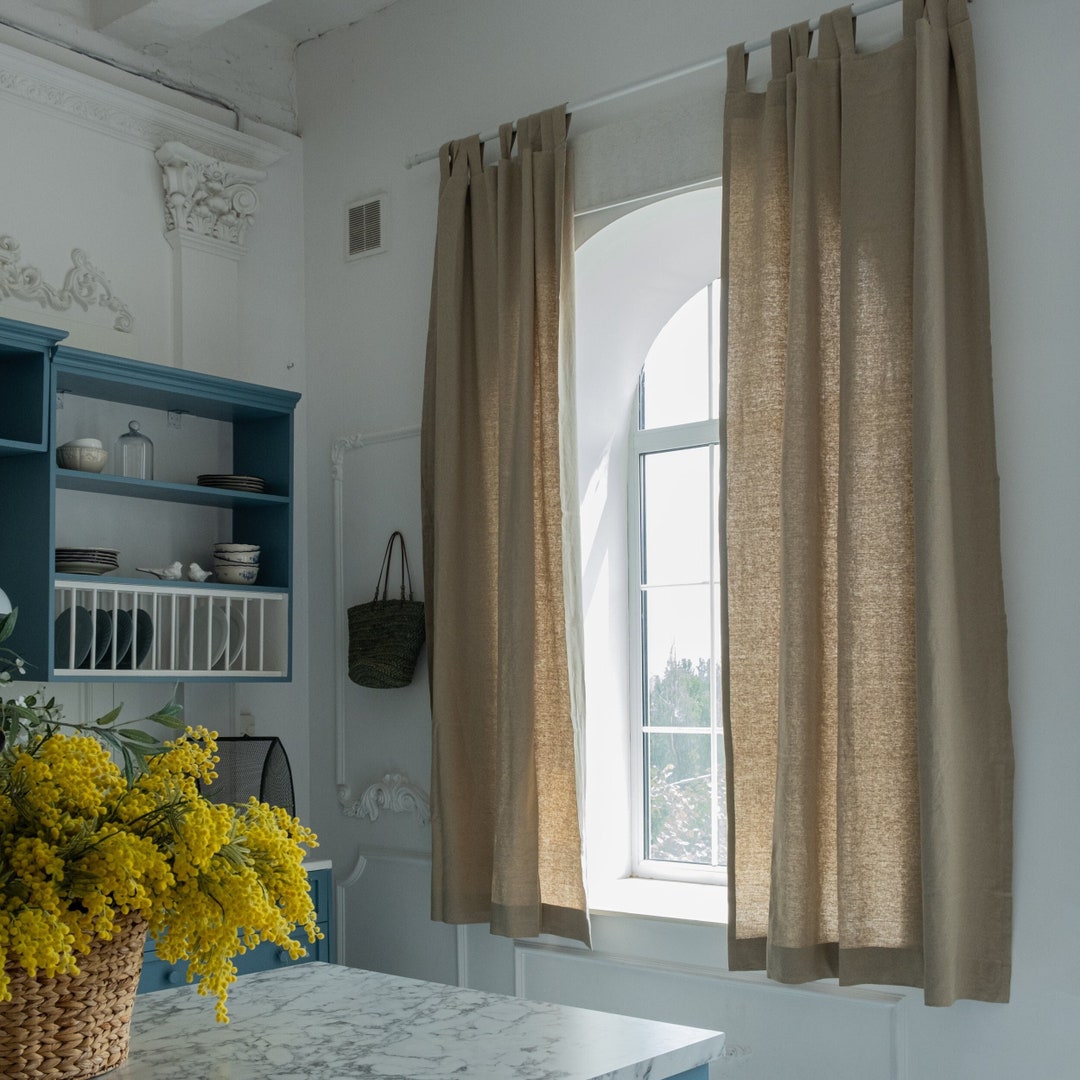 Tab Top Linen Curtains Linen Curtains for Kitchen Linen Etsy UK