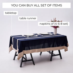 Linen tablecloth rectangle, Linen tablecloth and napkins, Washed linen tablecloth, Natural tablecloth,Rustic tablecloth,Farmhouse tablecloth image 3