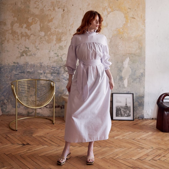 linen dress elegant pockets Ahabrexf Linen Dress, Elegant Loose-Fitting Midi Dress with Pockets and Three-Quarter Sleeves for Women